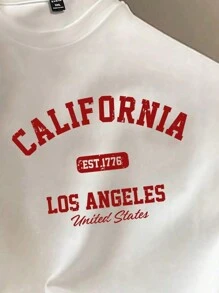 Manfinity Joysei Men's Summer Letter Print Round Neck Short Sleeve Casual T-Shirt And Drawstring Waist Shorts Set,Back To School - Multicolor - View 3