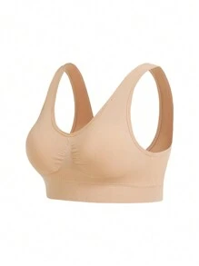 2 piezas Conjunto de sujetador sin costuras y sin alambres plisado para mujer - Multicolor - Ver 12