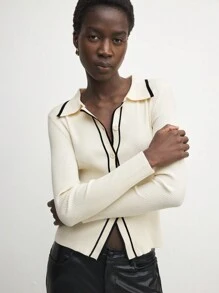 BizChic 女士优雅条纹长袖休闲开衫、百搭圣诞衬衫、百搭商务休闲针织毛衣，适合秋冬