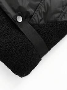 Manfinity Homme Men's Reversible Padded Coat With Detachable Fluffy Trim Hood, Going Out Warm Casual Color Block Winter Coat, For Friends, Husband, Boyfriend Gifts