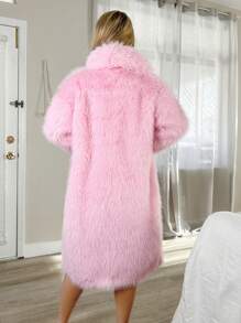Sweetina Solid Color Long Sleeve Fluffy Casual Jacket