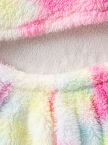 SHEIN Leap Crew 2 件套 Tween Girl 心形刺绣羊毛吊带背心和短裤睡衣套装 - 粉色 - 查看 3