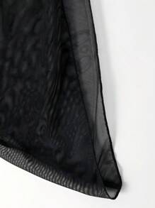 SHEIN Swim Summer Beach Solid Sheer Cover Up - Black - View 5