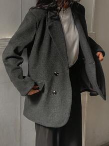 DAZY Women's Business Casual Warm Padded Loose Blazer Jacket