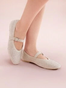 CUCCOO DOLLMOD 女士水钻装饰平底便鞋万圣节 - 杏色 - 查看 4