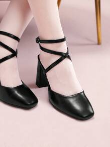 CUCCOO DOLLMOD Black Mary Jane High Heel Shoes, Fashionable Ankle Strap, Suitable For Commuting, Dating, Party, Holiday And Casual Wear Fall