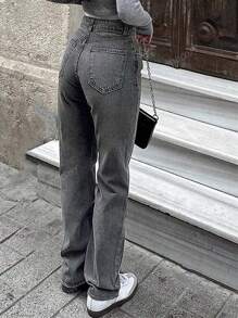 Jeans rectos y holgados de corte retro para mujeres