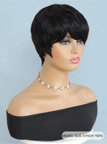 Short Wig With Bangs Pixie Cut Bangs Wig Human Hair Machine Made Wig For Women
