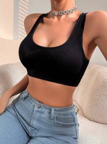 2 件/套女士交叉肩带运动文胸，带可拆卸垫 - Racerback 无钢圈字母印花短款上衣 - 彩色 - 查看 5