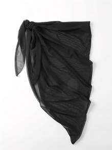 SHEIN Swim Summer Beach Solid Sheer Cover Up - Black - View 2