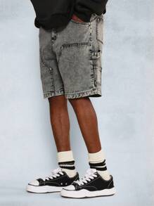 SUMWON Washed Denim Carpenter Short - Black - View 4
