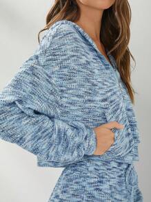 WESTFADE Waffle Spacedye Zip Hoodie - Blue - View 4