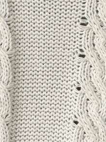 SHEIN LUNE Damski sweter oversize z długim rękawem i minimalistycznym splotem kablowym, dzianinowy sweter na jesień i zimę - Biały - Zobacz 7