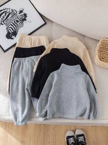 SHEIN 6pcs/Set Baby Girl Casual Letter Print Stand Collar Top And Elastic Waist Pants, School Style - Multicolor - View 2
