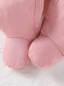 SHEIN 2pcs Baby Girls' Minimalist Cute Star, Moon, Flower Print Long Sleeve Footie Pajamas Set