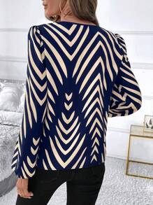 SHEIN Clasi 女士纯色拼接 V 领长袖休闲衬衫