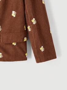 SHEIN MOD Áo khoác blazer cổ điển màu nâu nhung thêu, Áo khoác mùa đông Áo khoác cổ điển, Trang phục công sở giản dị cho nữ, Trang phục, Áo khoác đi chơi, Áo khoác - màu nâu - Xem 5