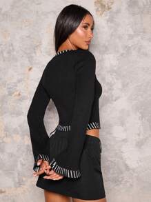 Glamine 女士短款圆领撞色修身毛衣