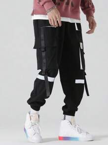 Manfinity EMRG 秋季男士宽松丝带翻盖口袋工装裤