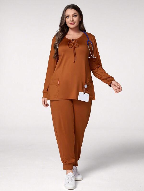 TaskEZ Set de exfoliant uniformă, cu mâneci lungi și pantaloni, cu mâneci lungi, dublu, casual