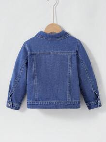 YOUNG BOYS Casual Embroidered Loose Distressed Washed Denim Jacket - Medium Wash - View 2