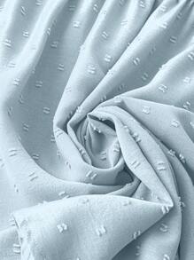 SHEIN LUNE Plus Size Solid Color Crew Neck Short Sleeve Casual Jacquard Shirt