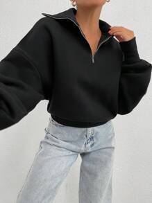 RueChic Oversized sweatshirt met ritsprint en kraag van 100% katoen