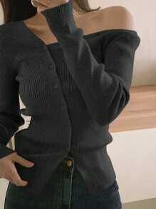 DAZY Women's Solid Color Asymmetrical Neck Fitted Elegant Sweater,Fall Clothes