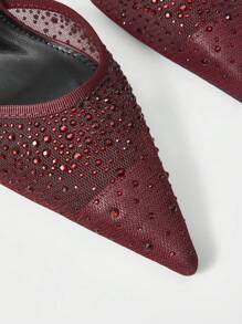 MOTF PREMIUM WOMEN'S FASHION RHINESTONE DECORATED POINTED TOE WINE RED BURGUNDY HIGH HEELS, FOR NEW YEAR HOLIDAY, SPRING SHOES, SPRING BREAK EASTER PROM HEELS FOR CHRISTMAS