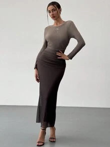 Aloruh Đầm ôm body lưới chuyển màu phong cách Mỹ - Nhiều màu - Xem 6