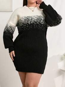 EURMUSE PLUS SIZE SPEACIAL DESIGN SWEATER DRESS, For Winter - Multicolor - View 5