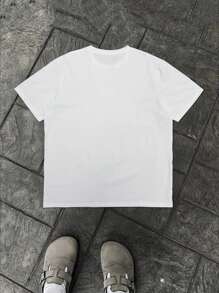 Manfinity EMRG Plus Size Men's Casual Cartoon Print T-Shirt, Summer - White - View 2