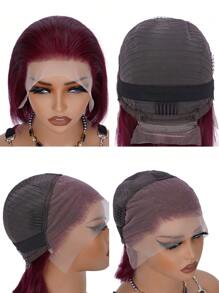 99J Burgundy 13x4 Bob Lace Front Wigs Human Hair Straight 99J Red Bob Wig Human Hair For Women 180% Density Red Wig Human Hair Pre Plucked With Baby Hair Halloween Costumes - S99J - View 4