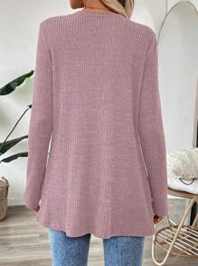 SHEIN LUNE 1 件常规版型女式灰色毛绒针织夹克 - 藕粉色 - 查看 2