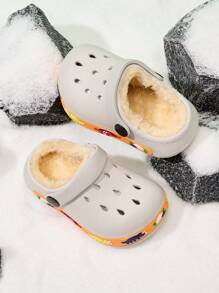 Toddler Boys' Comfortable & Fashionable Thermal Lined Warm Slip-On Shoes For Winter - Light Grey - View 7