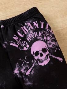 2pcs Young Girls' Casual Cute Digital Printing & Tie-Dye Butterfly Fleece Leggings & Sweatshirt Set, Autumn Winter - Multicolor - View 6