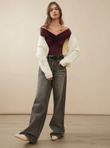 WESTFADE 优质棉质宽松 Y2K 阔腿牛仔裤