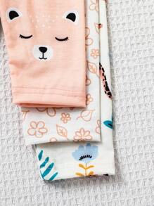 3pcs Baby Girl Cute Lion Print Pants Set - Multicolor - View 5