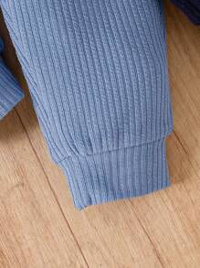 SHEIN Vintaside Kids 2pcs Baby Boy Front Button Jumpsuit And Solid Color Pants Soft Comfortable Set - Multicolor - View 6