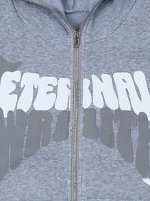 SHEIN 青少年男孩 Y2K 风格连帽运动衫，字母印花运动衫