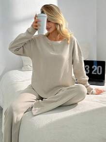 RueChic WOMAN GREY LOUNGEWEAR TWO PIECE SUIT - Grey - View 3