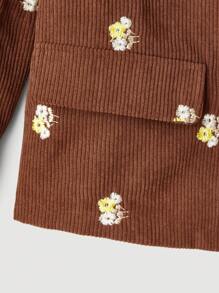 SHEIN MOD Áo khoác blazer cổ điển màu nâu nhung thêu, Áo khoác mùa đông Áo khoác cổ điển, Trang phục công sở giản dị cho nữ, Trang phục, Áo khoác đi chơi, Áo khoác - màu nâu - Xem 4