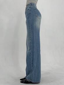 DAZY Women's Casual Flared Pockets Denim Jeans - Medium Wash - View 6