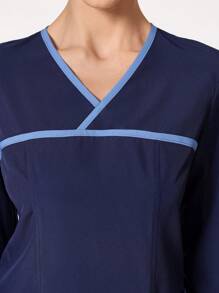 TaskEZ Women V-Neck Long Sleeve Blouse And Wide-Leg Pants Casual Workwear Set