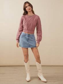 WESTFADE Bow Back Cable Coquette Sweater - Redwood - View 6