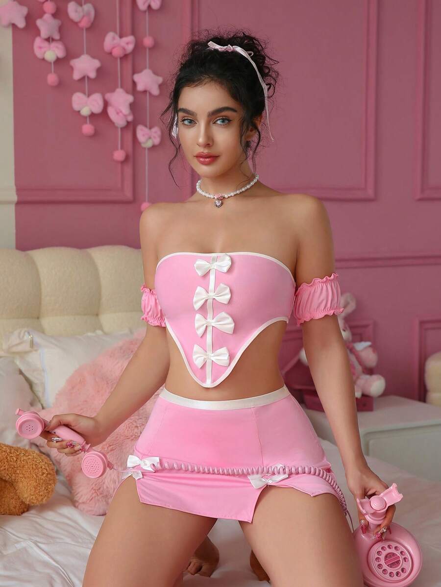 SHEIN 5 件套可爱蝴蝶结设计性感内衣套装