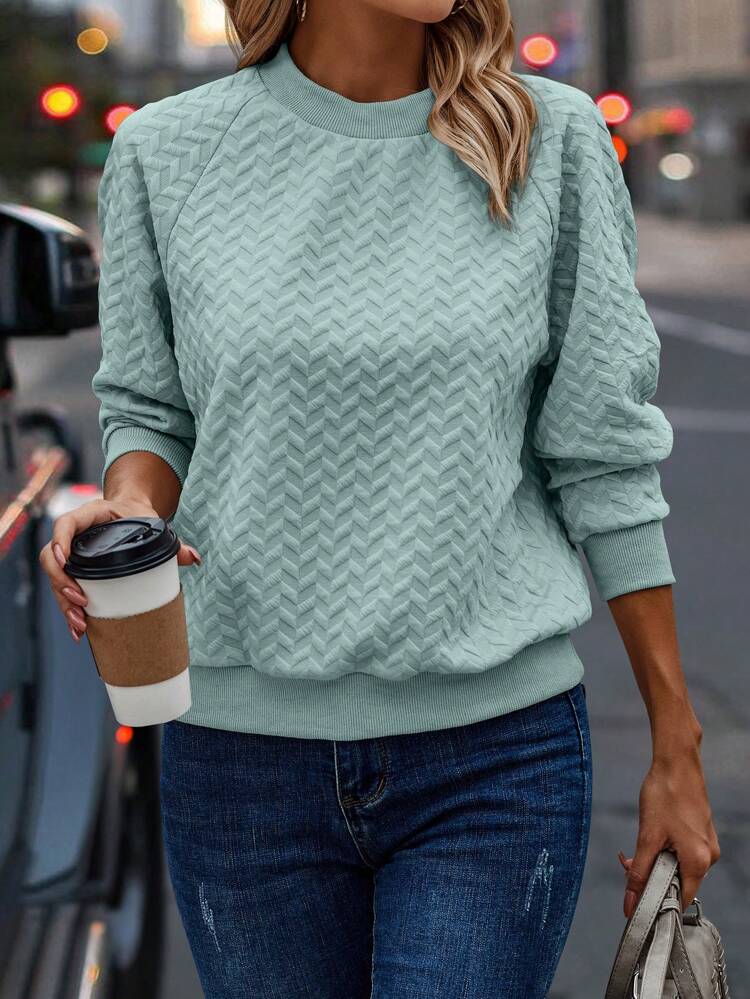 Solid Raglan Sleeve Sweatshirt,Long Sleeve Tops Graduation,Back To School,Graduation,Teacher For Women,Back To School Pullover Fall Sweatshirt