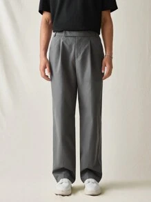 Manfinity VCAY Men's Casual Slim Fit Solid Color Woven Straight-Leg Trousers - Dark Grey - View 5