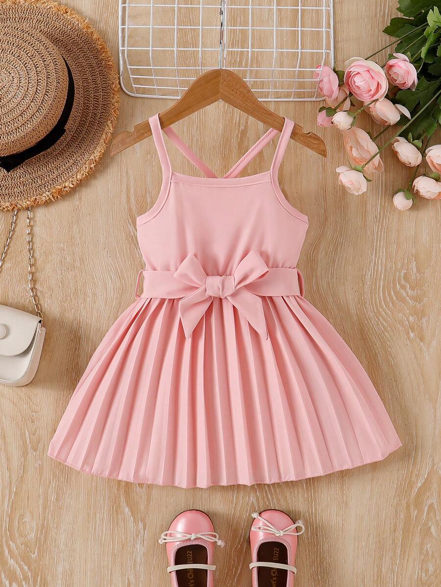 Infant/Baby Girl New Arrival Summer Klein Blue Pleated Dress Sleeveless Dress - Baby Pink - View 1