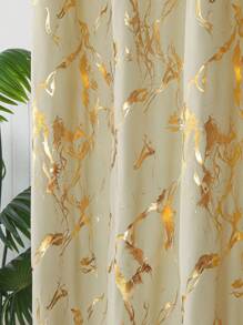 1 tấm rèm vải nhung mềm họa tiết đá cẩm thạch vàng lấp lánh cao cấp phong cách nghệ thuật trừu tượng dùng trang trí phòng khách, trang trí mùa thu, trang trí mùa thu, trang trí phòng - Vàng - Xem 6